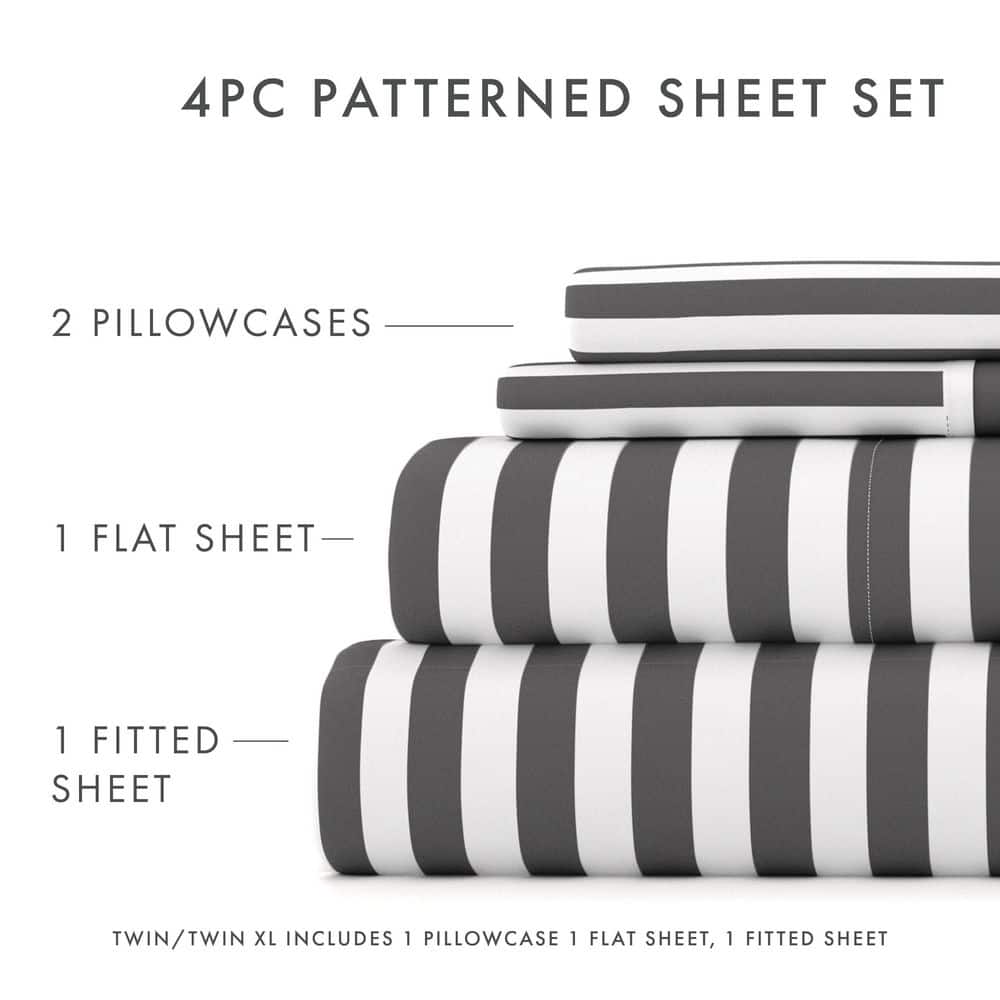 King Size Gray Chevron Microfiber Pillow Cover Set