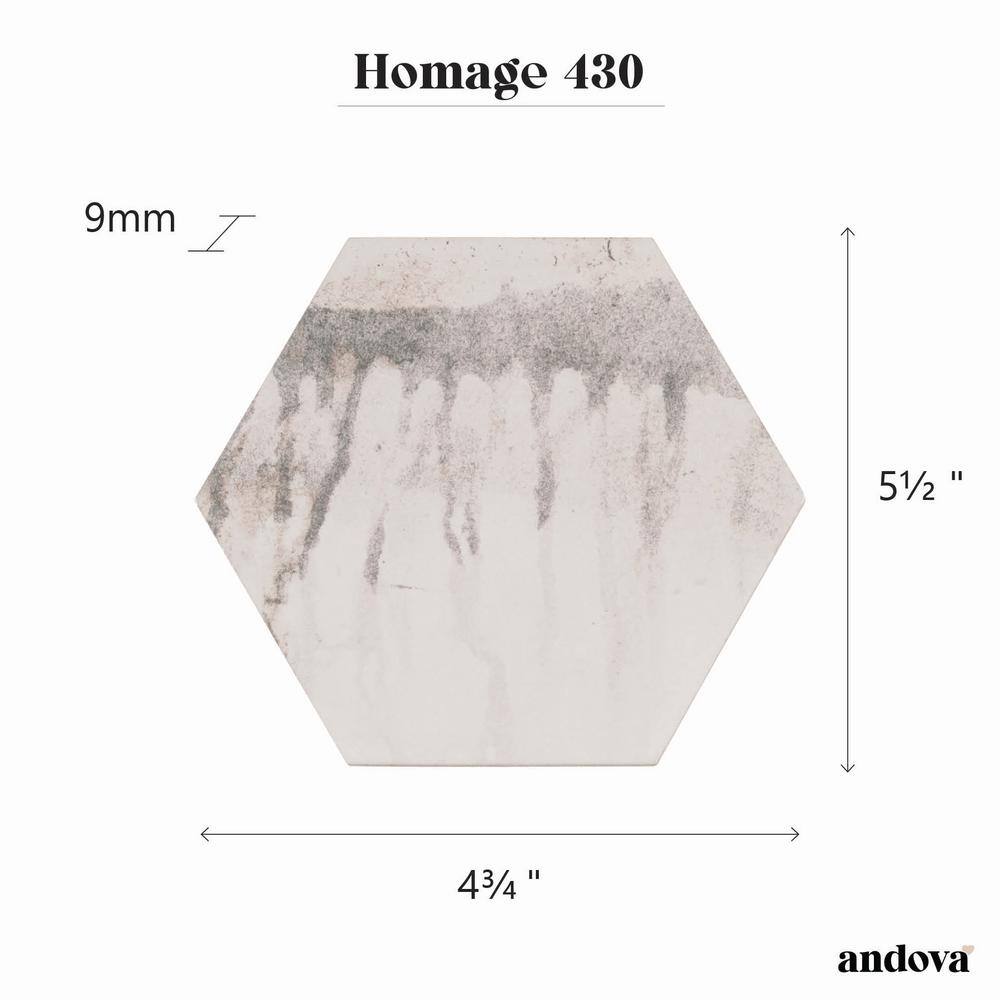 Homage 5" White Glazed Hexagonal Porcelain Tile