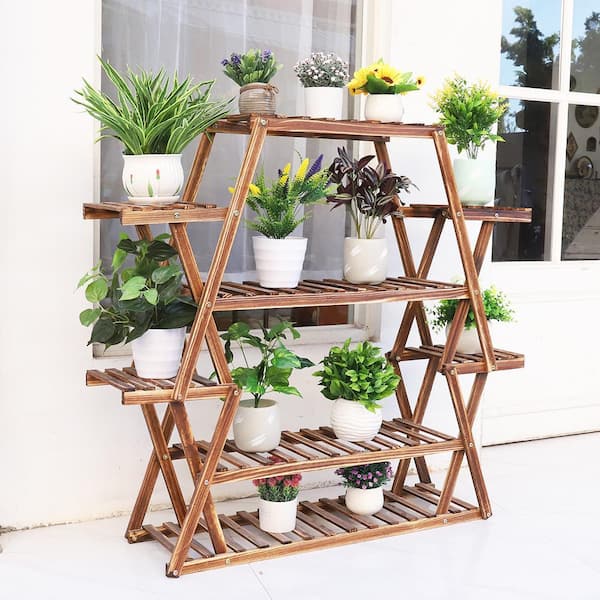 AESOME 8-Tier Wooden Plant Stand Shelf 42 in. Tall Flower Pot Rack