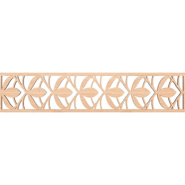 Ekena Millwork Salem Fretwork 0.375 in. D x 46.75 in. W x 10 in. L Red Oak Wood Panel Moulding