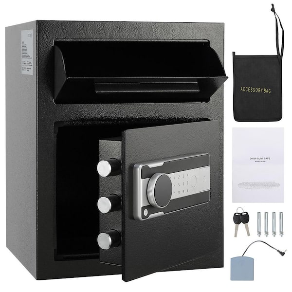 1.7 cu. ft. Depository Safe, Drop Slot, Electronic Lock and 2 Keys, 17.71 x 13.77 x 11.81 in., for Cash, Mail
