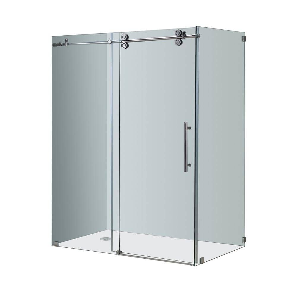 Langham 60" Frameless Clear Tempered Glass Sliding Shower Enclosure