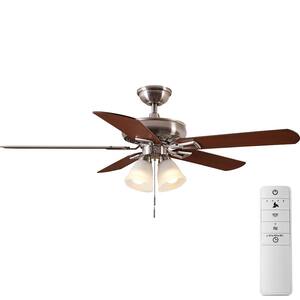Lyndhurst 52 in. Brushed Nickel LED Smart Ceiling Fan with Light Kit and Remote Works with Google Assistant and Alexa