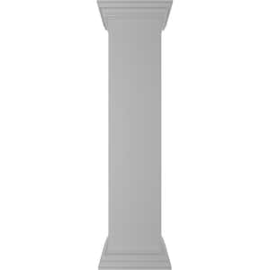 Plain 48 in. x 10 in. White Box Newel Post with Peaked Capital and Base Trim (Installation Kit Included)