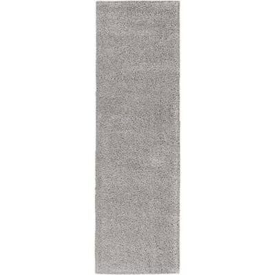 Malibu Shag Silver 2 ft. x 10 ft. Shag Contemporary Runner Rug