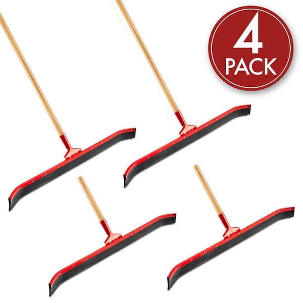 36 in. Curved Rubber Floor Squeegee with 60 in. Wood Handle (4-Pack)