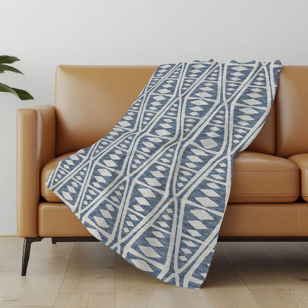 Premium Machine Washable ASB112 Blue 50 in. x 70 in. Sherpa Throw Blanket