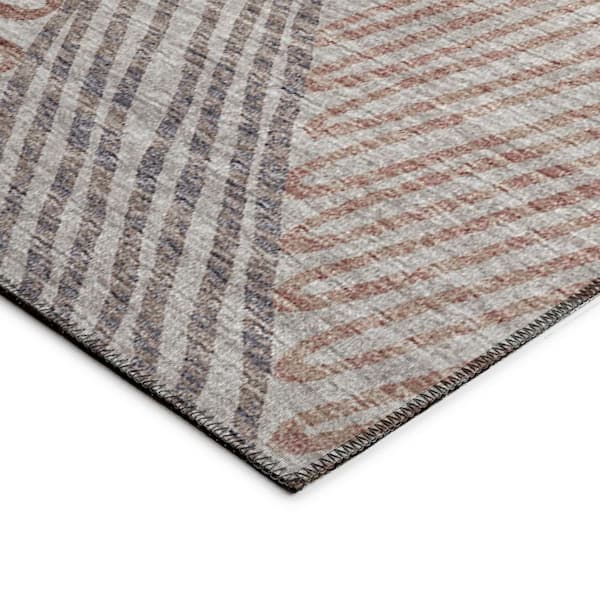 Yuma Beige 3 ft. x 5 ft. Geometric Indoor/Outdoor Washable Area Rug