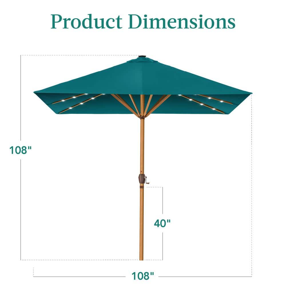 Cerulean Square Solar LED Lighted Patio Umbrella with Metal Pole