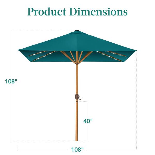 best choice products 9ft steel half patio umbrella Best Choice Products 9ft Deep Square Solar LED Lighted Patio Umbrella w/ Woodgrain Pattern, UV-Resistant