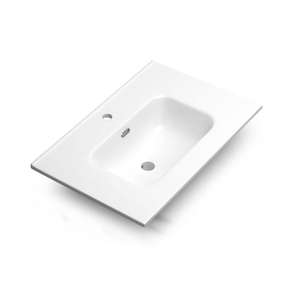 Glossy White Wall-Mounted Single Basin Vanity