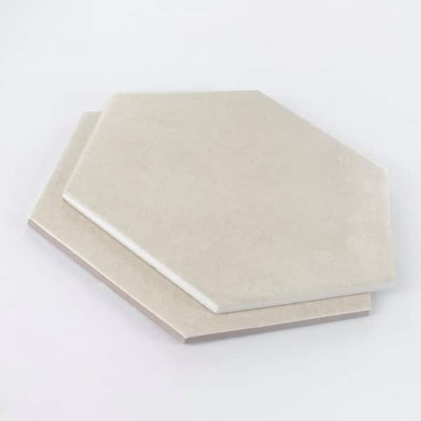 Arcadian 4.5 in. x 10 in. Hexagon Linen Matte Porcelain Tile Sample
