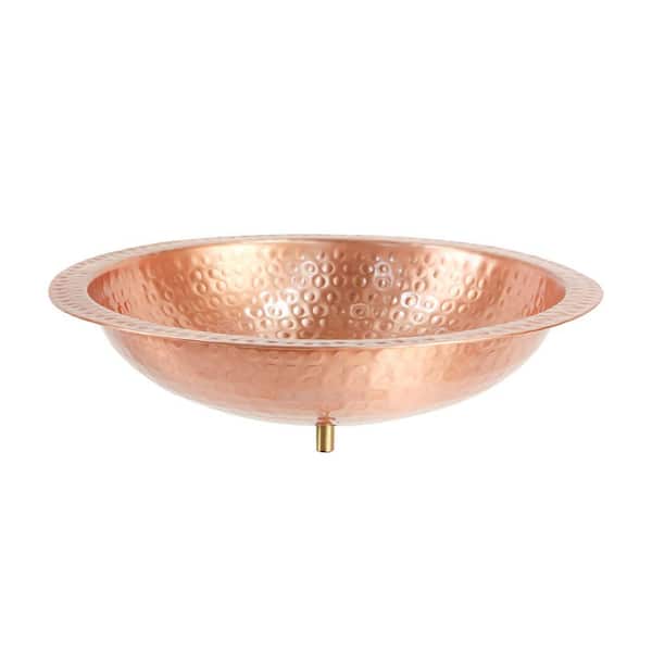 ACHLA DESIGNS 12.25 in. Dia Satin Copper Hammered Solid Copper Birdbath Bowl