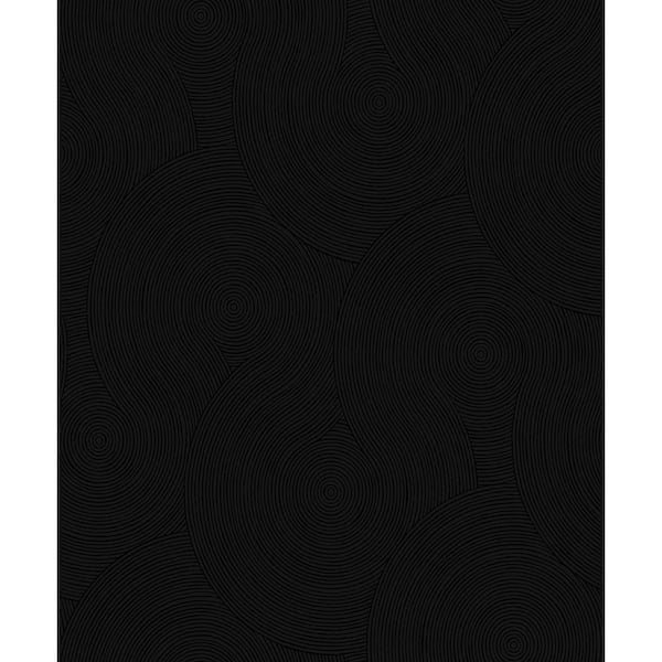 57.5 sq. ft. Ebony Swirl Geometric Pre-Pasted Paper Wallpaper Roll