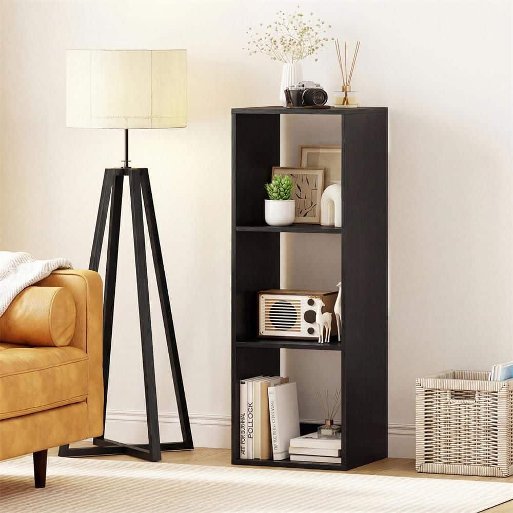 3 Cube 41 in. Tall Wood Bookcase Freestanding Bookcase with Open Back Anti-Tipping Kits Modern Display Rack Black price history on PriceWatchPro