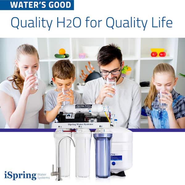 5-Stage 100 GPD Reverse Osmosis Water Filtration System with Booster Pump 3.2 Gallon Tank and Brushed Nickel Faucet 5-Stage 100 GPD Reverse Osmosis Water Filtration System with Booster Pump 3.2 Gallon Tank and Brushed Nickel Faucet