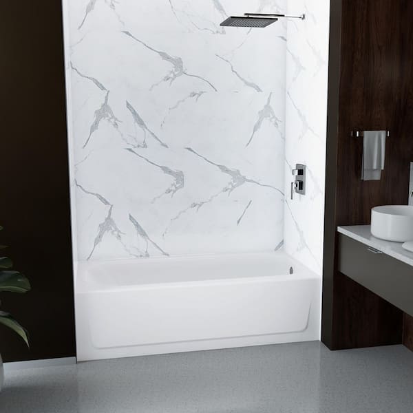 Maui Plus 60 in. x 32 in. Alcove Soaking Bathtub with Right Drain in White