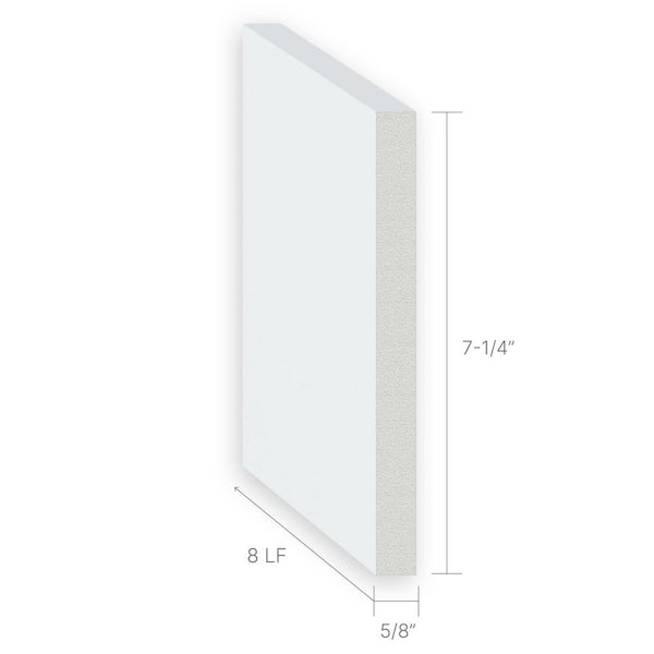 7 1/4 in. Height x 5/8 in. Wide x 96 in. L. Baseboard White Prepainted Waterproof PVC Moulding (1-Piece-8 Linear ft.)