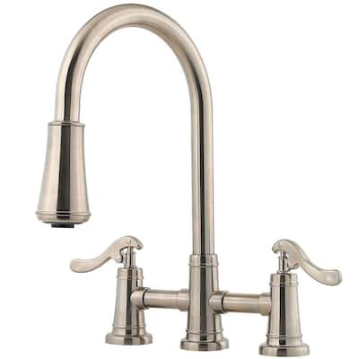 Ashfield 2-Handle Pull-Down Sprayer Kitchen Faucet in Brushed Nickel