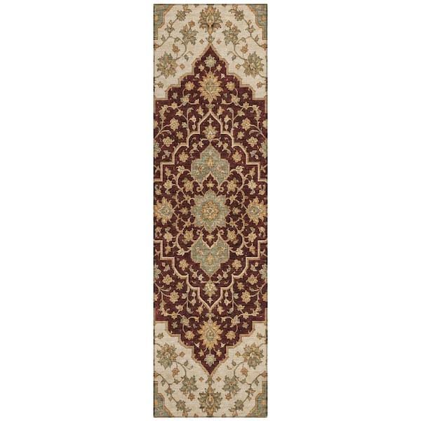 Chantille Machine Washable Indoor/Outdoor Abstract ACN3134 Garnet 2 ft. x 7 ft. Runner Rug