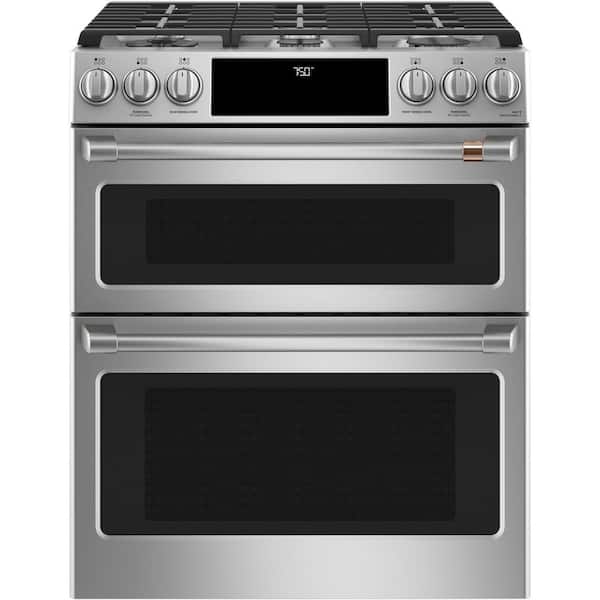 Cafe 30 in. 6.7 cu. ft. Smart Slide-In Double Oven Gas Range in Stainless Steel with True Convection, Air Fry