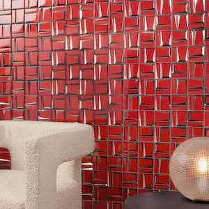 Aiga French Red 11.81 in. x 11.81 in. Polished Glass Wall Tile (0.96 Sq. Ft./Each)