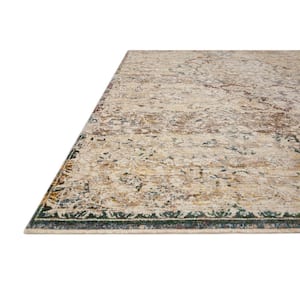 Lourdes Ivory/Multi 2 ft. 8 in. x 2 ft. 8 in. Round Distressed Oriental Area Rug