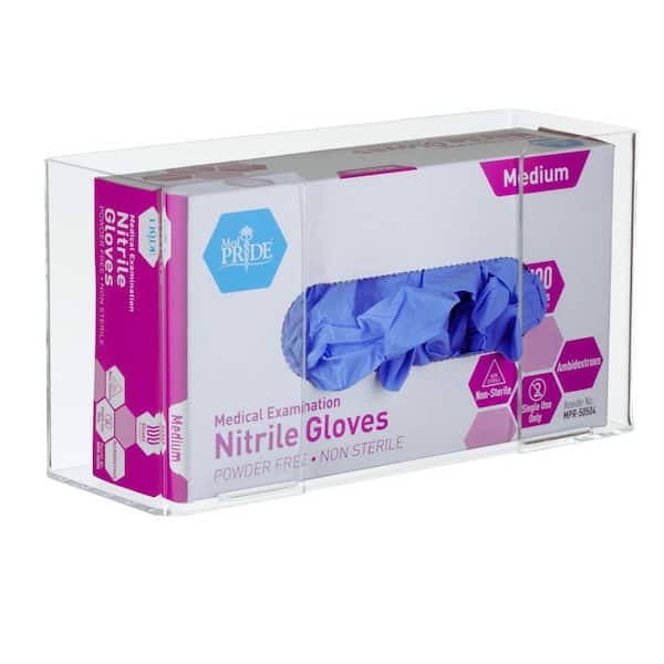 Single Box Capacity Wall Mount Acrylic Glove Box Dispenser Disposable Gloves Holder, Clear (2-Pack)