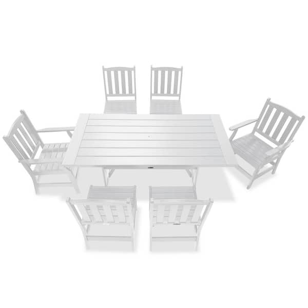 LuXeo Tuscany White 7-Piece HDPE Plastic Rectangle Outdoor Dining Set