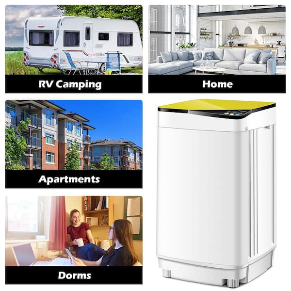 0.8 cu. ft. Traditional Full-Automatic Portable Top Load Washer in Yellow with UV Light-UL Certified