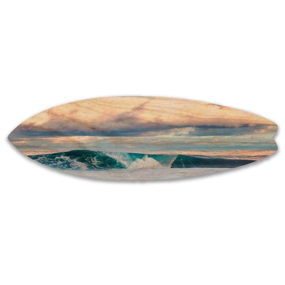 Pipe Clouds Wooden Surfboard Decorative Sign by Colossal Images 13x47 in.