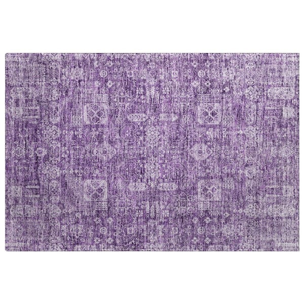 Dream Shag Premium Machine Washable Abstract ADS637 Purple 2 ft. x 3 ft. Accent Rug
