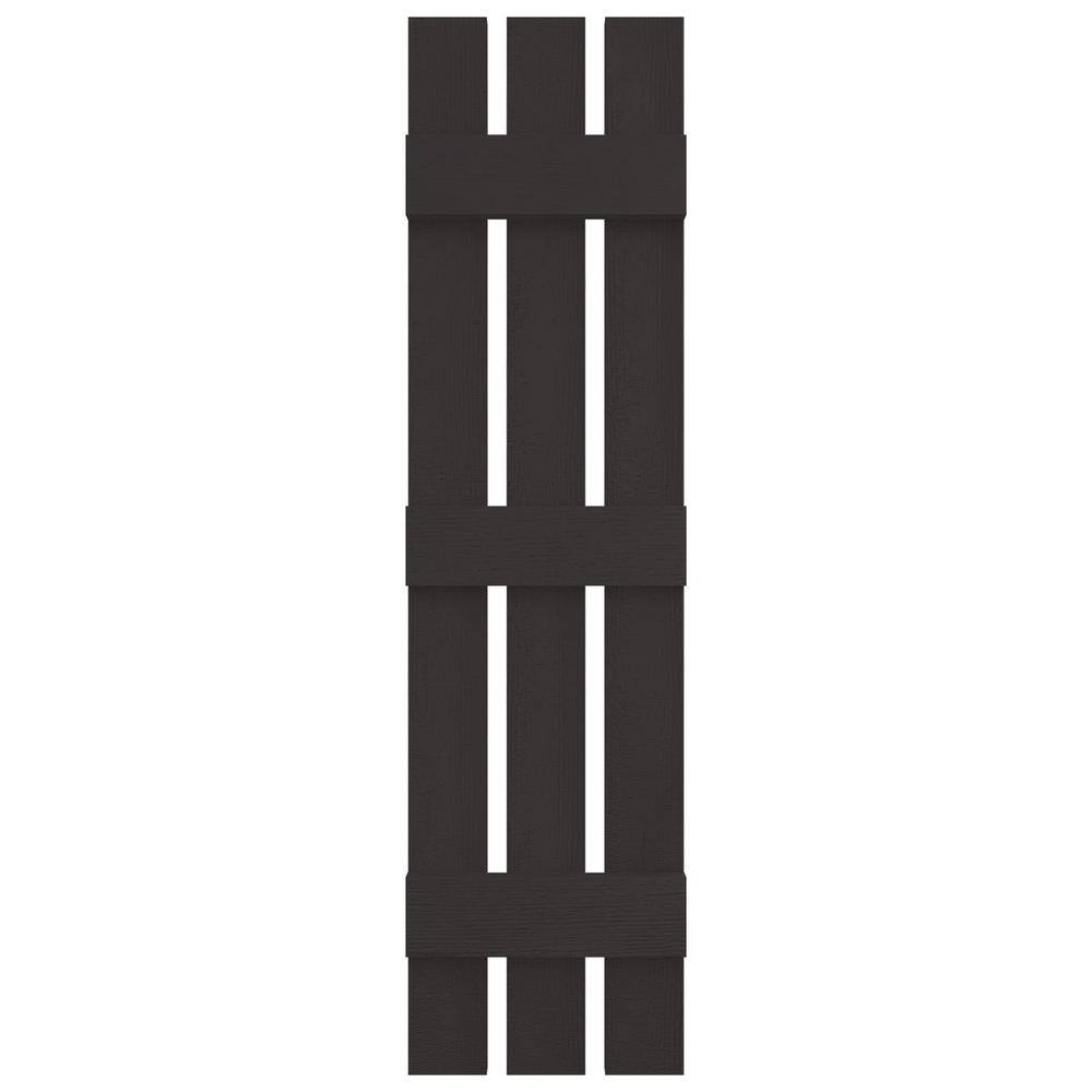 Musket Brown Vinyl Board and Batten Exterior Shutters, 12" x 59"