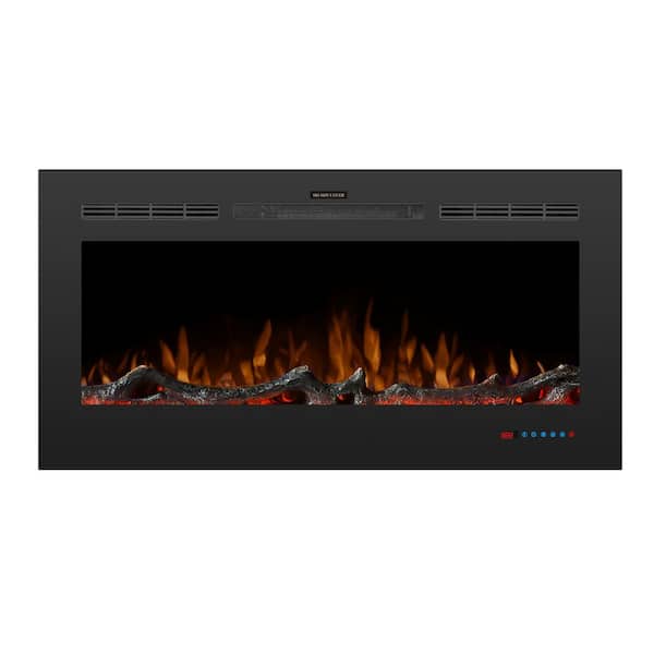Clihome 42 in. LED Recessed Electric Fireplace with 3 Flame Colors, Remote Control, Adjustable Heating,Touch Screen 1500W, Black