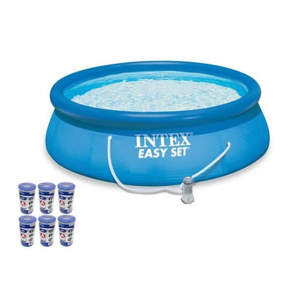 15 ft. x 48 in. Easy Set Above Ground Round Shape Swimming Pool Kit w/ 6 Replacement Filters