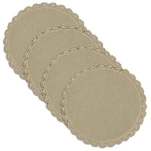 Crochet Envy Petal Edge 12 in. Natural Round Doily (Set of 4)
