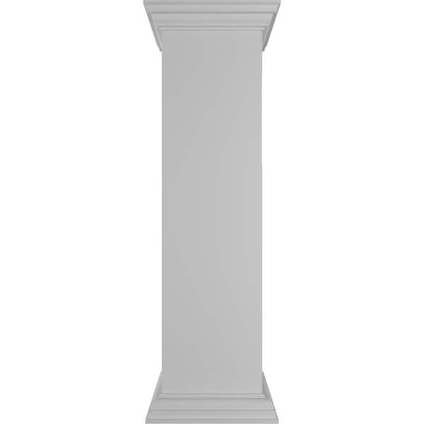 Ekena Millwork Plain 48 in. x 12 in. White Box Newel Post, Flat Capital and Base Trim (Installation Kit Included)