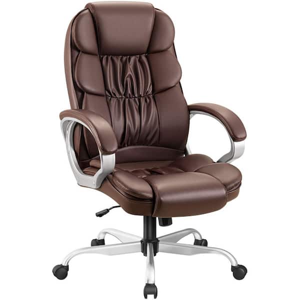 LACOO Brown Big and High Back Office Chair, PU Leather Executive Computer Chair with Lumbar Support