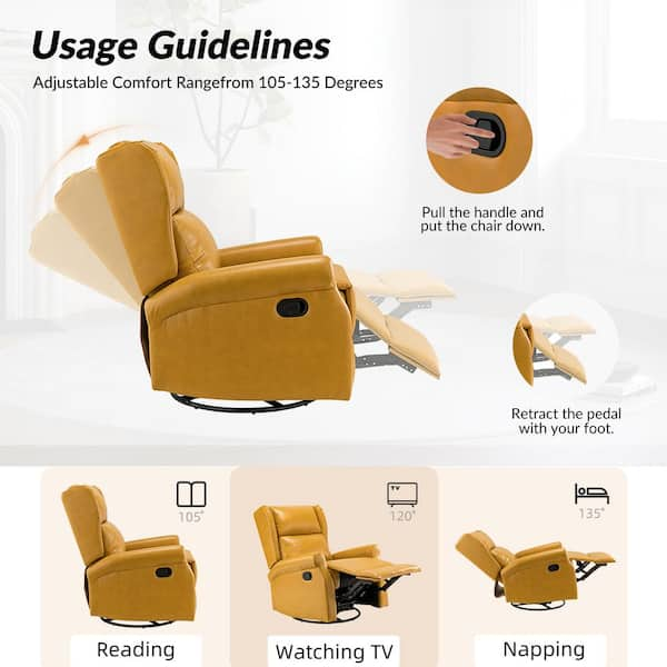 JAYDEN CREATION Joseph Genuine BEIGE Leather Swivel Manual Recliner with  Wooden Arm Accents and Straight Tufted Back Cushion (Set of 2)  RCCZ0827-BGE-S2 - The Home Depot