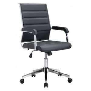 Julia Black Faux Leather Office Chair with Nonadjustable Arms