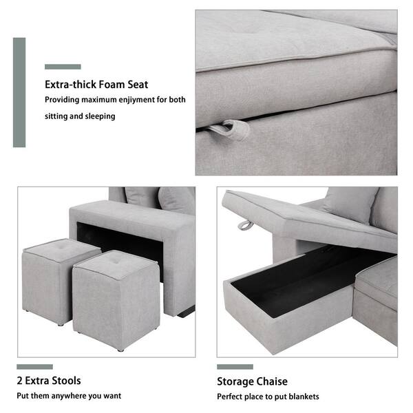 Harper & Bright Designs 104.5 in. Width Light Gray Linen