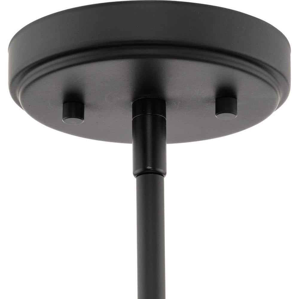 Matte Black Steel 6-Light Chandelier with Faux Alabaster Shades