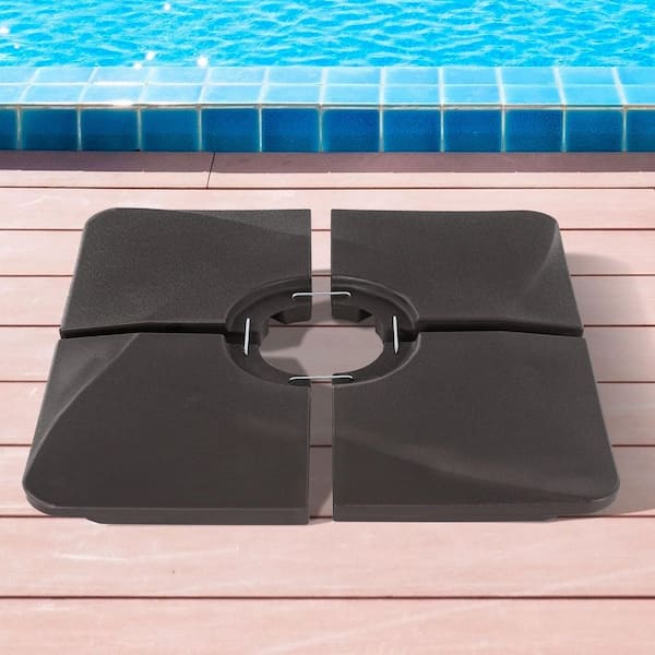Patio Umbrella Base Weight Base HDPE Plastic Material Waterproof, for Cantilever Umbrella With Cross Base in Dark Brown