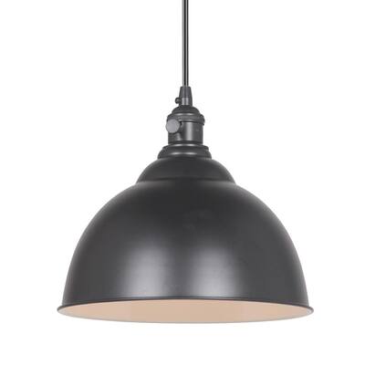 Worth Home S Instant Pendant 1 Light Matte Black Recessed Conversion Kit With Metal Shade Pkn 7566 9090 The Depot - Recessed Light To Pendant Conversion Kit Black