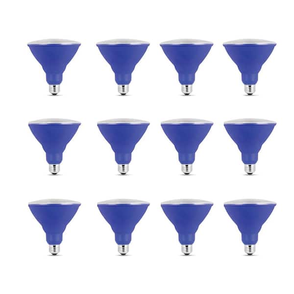 90-Watt Equivalent PAR38 Weatherproof Outdoor Landscape Blue Color LED Flood Light Bulb (12-Pack)