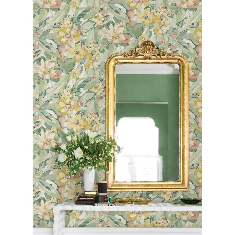Yellow and Green Floral Peel & Stick Wallpaper Roll