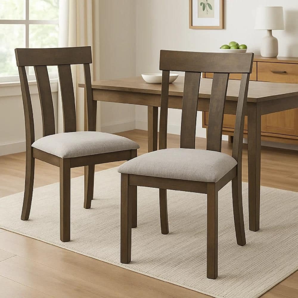Omal Light Gray and Brownish Khaki  Fabric Dining Side Chair Set of 2 price history on PriceWatchPro