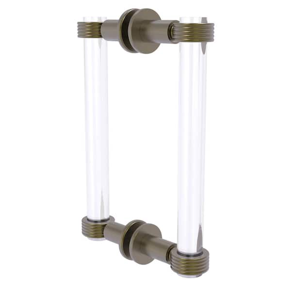 Allied Brass Clearview 8 in. Back to Back Shower Door Pull with Groovy Accents in Antique Brass