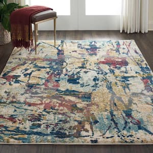 Fusion Cream/Multicolor 5 ft. x 7 ft. Abstract Modern Area Rug