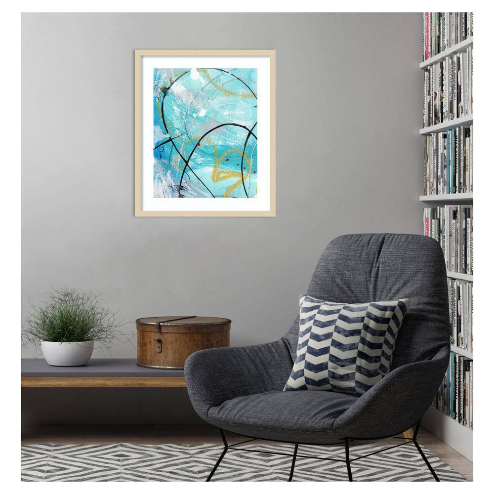 Whirlwind I Abstract Blue and Gold Framed Wall Art